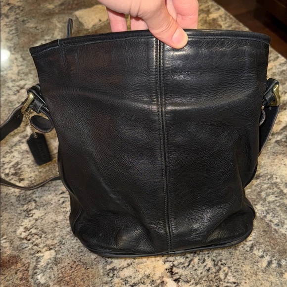 Vintage COACH BLEECKER 4153 Smooth Leather Bucket Shoulder Bag Handbag BLACK - Picture 5 of 5